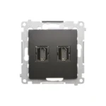 Zásuvka HDMI dvojitá, čierny matný – Obrázok 3