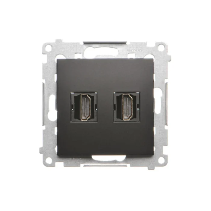 Zásuvka HDMI dvojitá, čierny matný – Obrázok 3