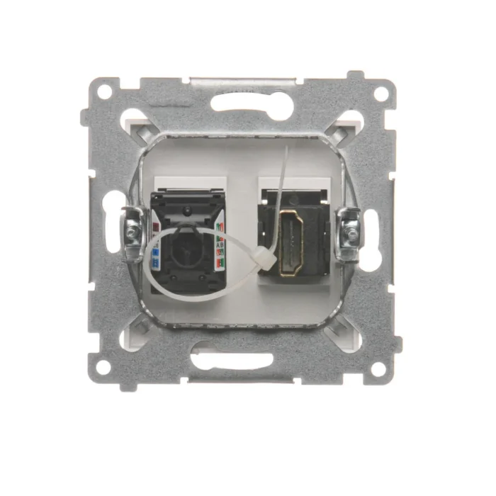 Zásuvka HDMI + počítačová RJ45 kat. 6, biela – Obrázok 4