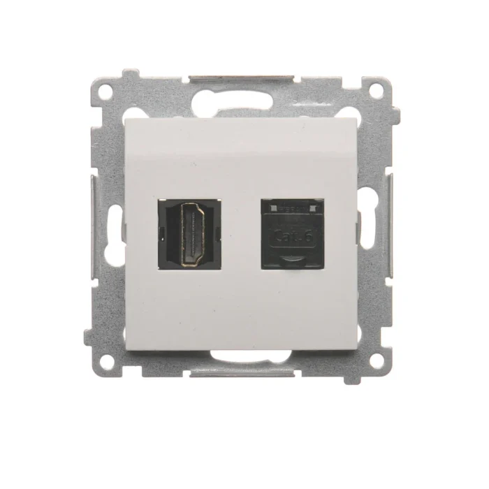 Zásuvka HDMI + počítačová RJ45 kat. 6, biela – Obrázok 2
