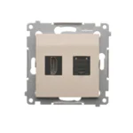Zásuvka HDMI + počítačová RJ45 kat. 6, krémová – Obrázok 2