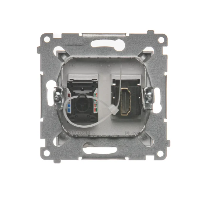 Zásuvka HDMI + počítačová RJ45 kat. 6, strieborná matná – Obrázok 4