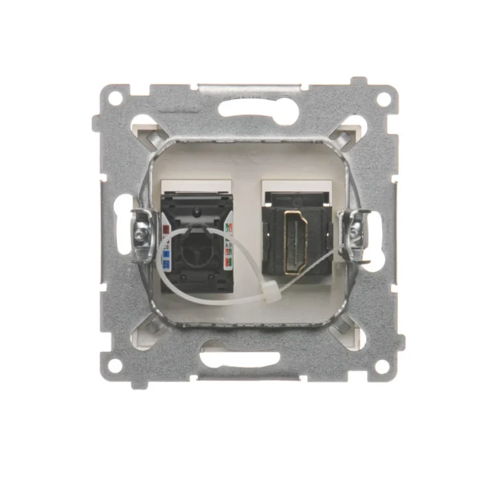 Zásuvka HDMI + počítačová RJ45 kat. 6, zlatá matná – Obrázok 4