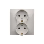 Dvojitá zásuvka Schuko s clonkami, (kompletný výrobok), 16A, 250V, skrutkové svorky, biela – Obrázok 4