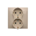 Dvojitá zásuvka Schuko s clonkami, (kompletný výrobok), 16A, 250V, skrutkové svorky, krémová – Obrázok 4