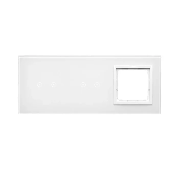 Dotykový panel 3 moduly, Modul 1: 2 horizontálne dotykové polia, Modul 2: 2 horizontálne dotykové polia, Modul 3: otvor pre príslušenstvo Simon 54, montáž: horizontálne, perlová/biela – Obrázok 3