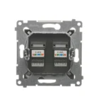 Zásuvka telefonická dvojitá RJ12, (prístroj s krytom), antracitová – Obrázok 4