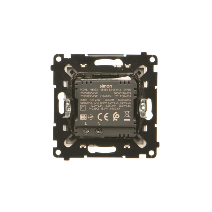 Dvojitá USB nabíjačka, C+A, (prístroj s krytom), 30W, šampanské matné – Obrázok 3