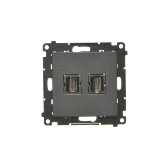 Zásuvka HDMI dvojitá, prístroj s krytom, čierny matný, HDMI štandard: HDMI 1.4 – Obrázok 2