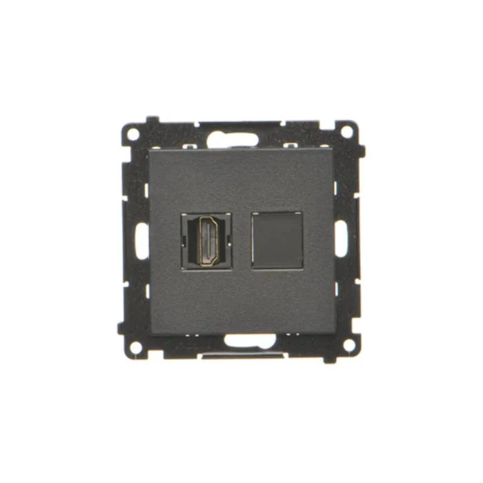 Zásuvka HDMI jednoduchá, prístroj s krytom, čierny matný, HDMI štandard: HDMI 1.4 – Obrázok 2