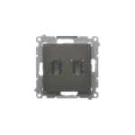 Zásuvka HDMI dvojitá, hnedá matná – Obrázok 4