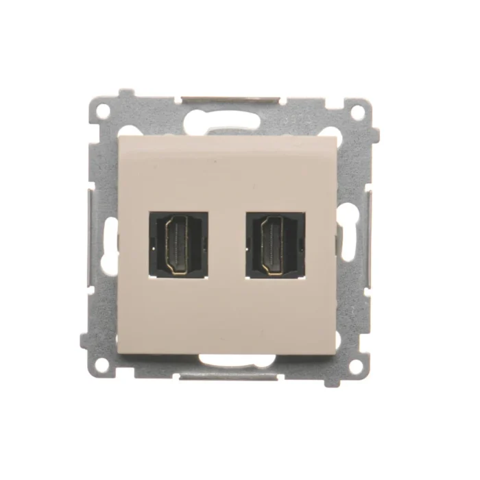 Zásuvka HDMI dvojitá, krémová – Obrázok 5