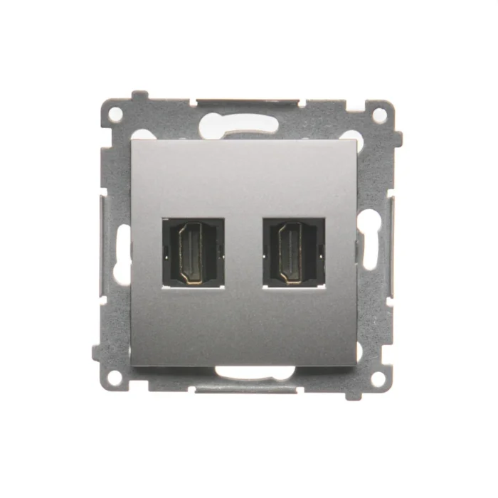 Zásuvka HDMI dvojitá, strieborná matná – Obrázok 5