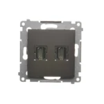 Zásuvka HDMI dvojitá, hnedá matná – Obrázok 5