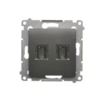 Zásuvka HDMI dvojitá, antracitová – Obrázok 5