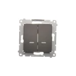 Dvojitý krížový spínač s orientačným podsvietením LED bez piktogramu, (prístroj s krytom), 10AX, pružinové svorky, hnedá matná – Obrázok 4