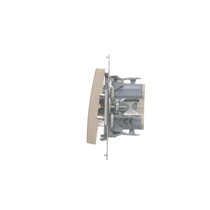 Krížovy spínač s orientačným podsvietením LED, radenie č. 7 So bez piktogramu, (prístroj s krytom), 10AX, pružinové svorky, zlatá matná – Obrázok 2