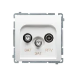 Anténna zásuvka SAT-SAT-RTV dvojitá satelitná, tlm.: 1dB, biela