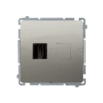 Zásuvka HDMI jednoduchá, saténový, metalizovaný