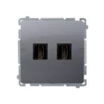 Zásuvka HDMI dvojitá, nerez, metalizovaný