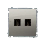 Zásuvka HDMI dvojitá, saténový, metalizovaný