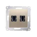 Zásuvka HDMI dvojitá, zlatá matná