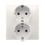 Dvojitá zásuvka Schuko s clonkami, (kompletný výrobok), 16A, 250V, skrutkové svorky, krémová
