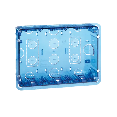 Krabica pod omietku, SIMON 500, 3×S500, 6×K45, modrá transparentný