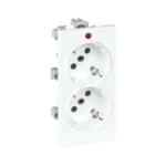 Dvojzásuvka, CIMA, SCHUKO, s napäťovou signalizáciou, 16A, 250V, skrutkové svorky, 108×52mm, čisto biela