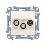Anténna zásuvka SAT-SAT-RTV dvojitá satelitná, tlm.: 1dB, krémová
