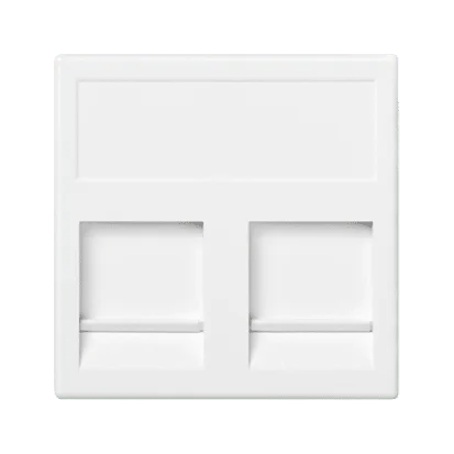 img_3155.png Kryt dátovej zásuvky, K45, INFRA+, dvojitý plocha s krytkami otvorov, 45×45mm, čisto biela – Obrázok 1