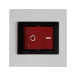 Dvojpólový spínač, radenie č. 2S, K45, so signalizáciou zopnutia farba: červený, 250V, 16AX, 45×45mm, čisto biela