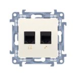 Počítačová zásuvka RJ45 kategórie 6 + telefonická RJ11, krémová