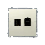 Zásuvka HDMI + počítačová RJ45 kat. 6, béžový