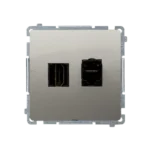 Zásuvka HDMI + počítačová RJ45 kat. 6, saténový, metalizovaný