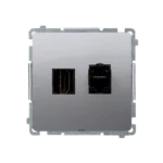 Zásuvka HDMI + počítačová RJ45 kat. 6, strieborná matná