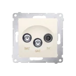 Anténna zásuvka SAT-SAT-RTV dvojitá satelitná, tlm.: 1dB, krémová