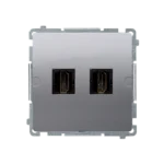 Zásuvka HDMI dvojitá, strieborná matná