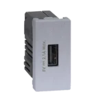 Nabíjačka USB, K45, USB 2.0 - A, 5V, DC, 2,1A, 45×22,5mm, hliník