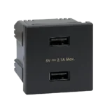 Nabíjačka USB, K45, USB 2.0 - A, 5V, DC, 2,1A, 45×45mm, grafit