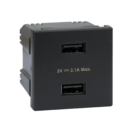 Nabíjačka USB, K45, USB 2.0 - A, 5V, DC, 2,1A, 45×45mm, grafit