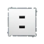 Dvojitá USB nabíjačka, A+A, (prístroj s krytom), 2,1A, 230V, biela