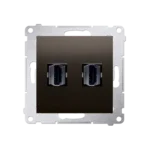 Zásuvka HDMI dvojitá, hnedá matná