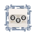 Anténna zásuvka SAT-SAT-RTV dvojitá satelitná, tlm.: 1dB, krémová