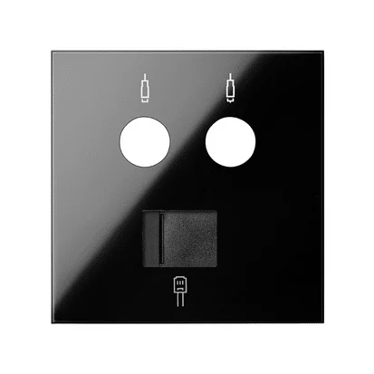 Kryt anténnej zásuvky R/TV-SAT + dáta konektor RJ45 kat.6, čierny, Meno prod.: R/TV+SAT+RJ45