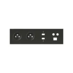 Panel 4-násobný: 2 zásuvky + HDMI + USB + TV/SAT + RJ45, čierny matný