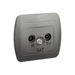 Anténná zásuvka R-TV-SAT priechodná, tlm.: 10dB, hliníkový, matelizovaný