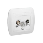 Anténna zásuvka SAT-SAT-RTV dvojitá satelitná, tlm.: 1dB, biela