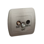 Anténna zásuvka SAT-SAT-RTV dvojitá satelitná, tlm.: 1dB, saténový, metalizovaný