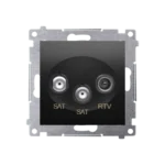 Anténna zásuvka SAT-SAT-RTV dvojitá satelitná, tlm.: 1dB, čierny matný